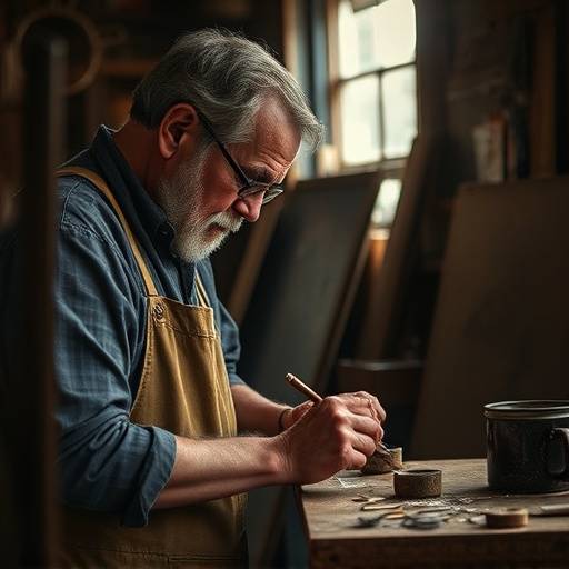 Image tirée du documentaire 'Les Artisans de Belleville' montrant un artisan travaillant dans son atelier à Belleville